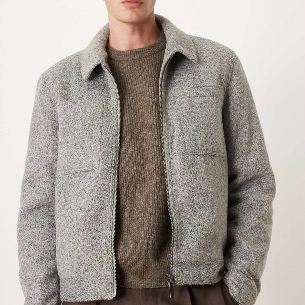 NWT ASOS Gray Wool Harrington Jacket